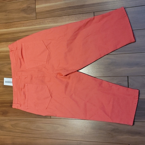 Nwt DIANE GILMAN capri pants pedal pushers with hem slit in coral - Picture 4 of 4